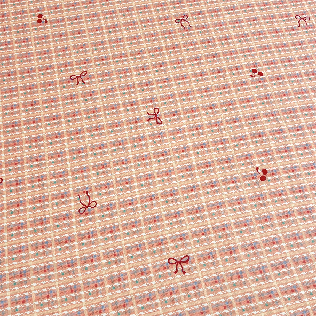 91家纺网 家纺一手货源 找家纺 宜凡家纺 2026新款全棉公主风单层床裙三件套② 樱桃蝴蝶结