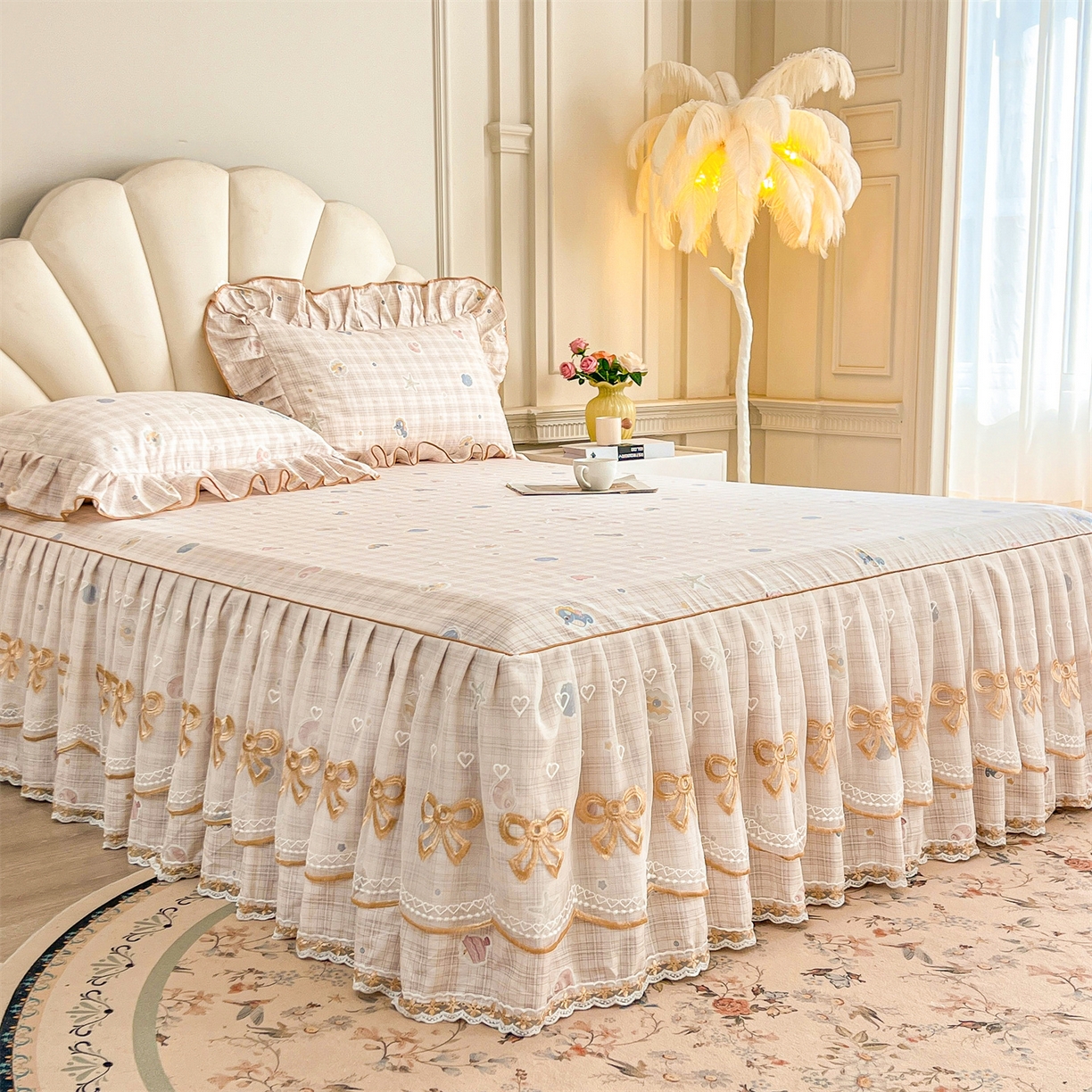 91家纺网 家纺一手货源 找家纺 宜凡家纺 2026新款全棉公主风单层床裙四件套② 海底世界