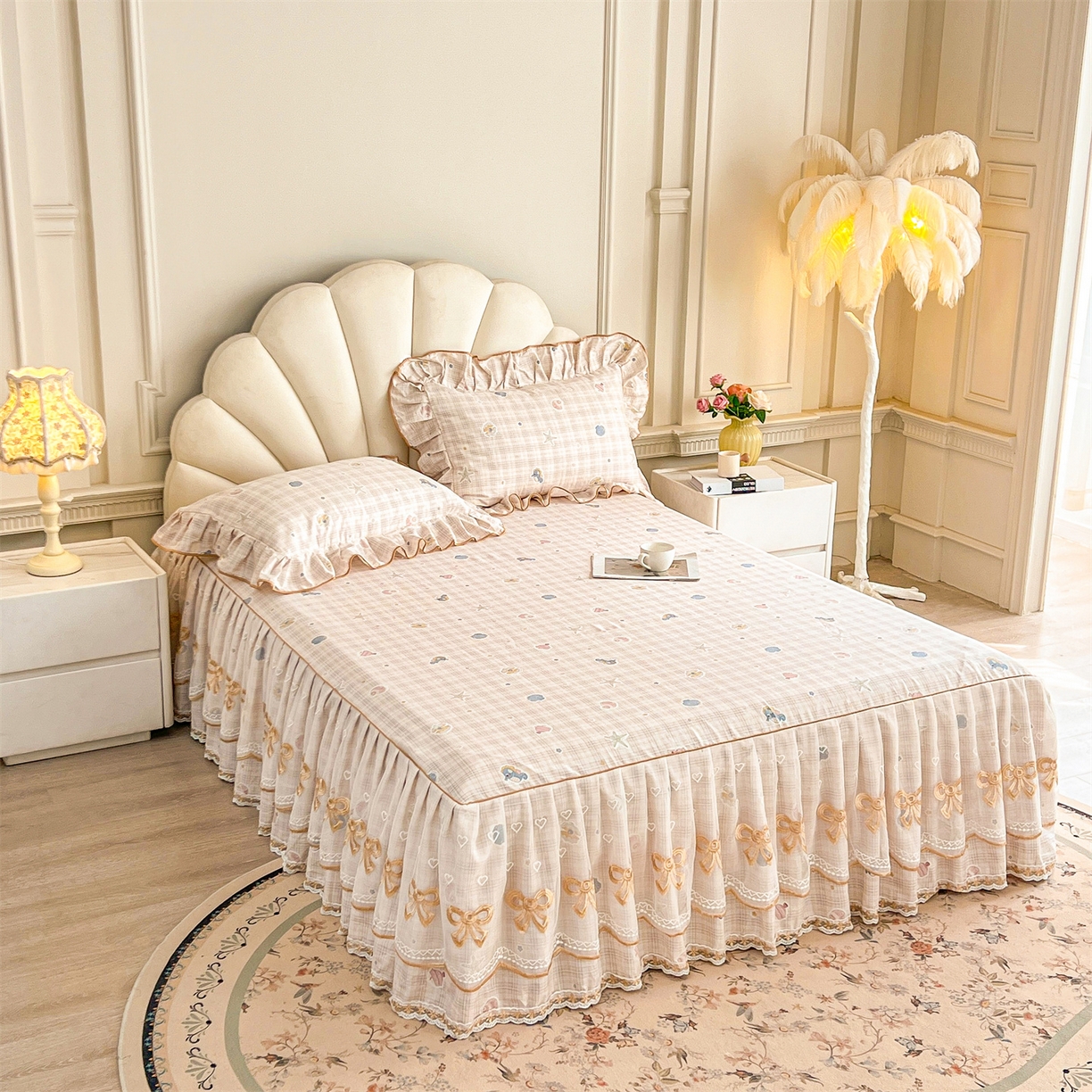 91家纺网 家纺一手货源 找家纺 宜凡家纺 2026新款全棉公主风单层床裙四件套② 海底世界