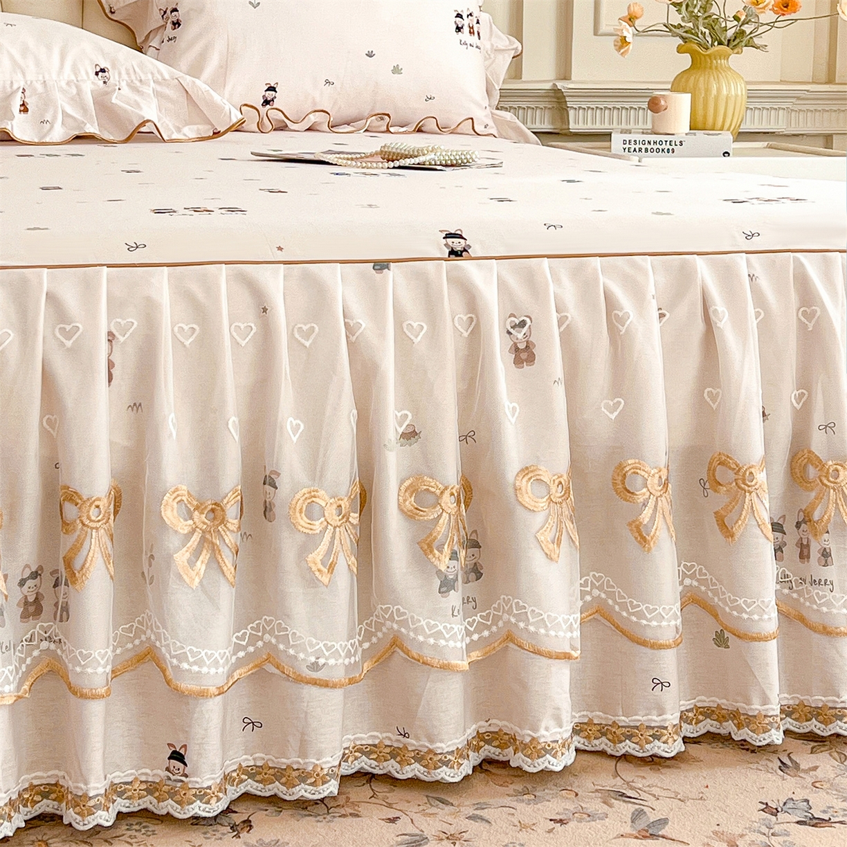 91家纺网 家纺一手货源 找家纺 宜凡家纺 2026新款全棉公主风单层床裙四件套② 森林动物派