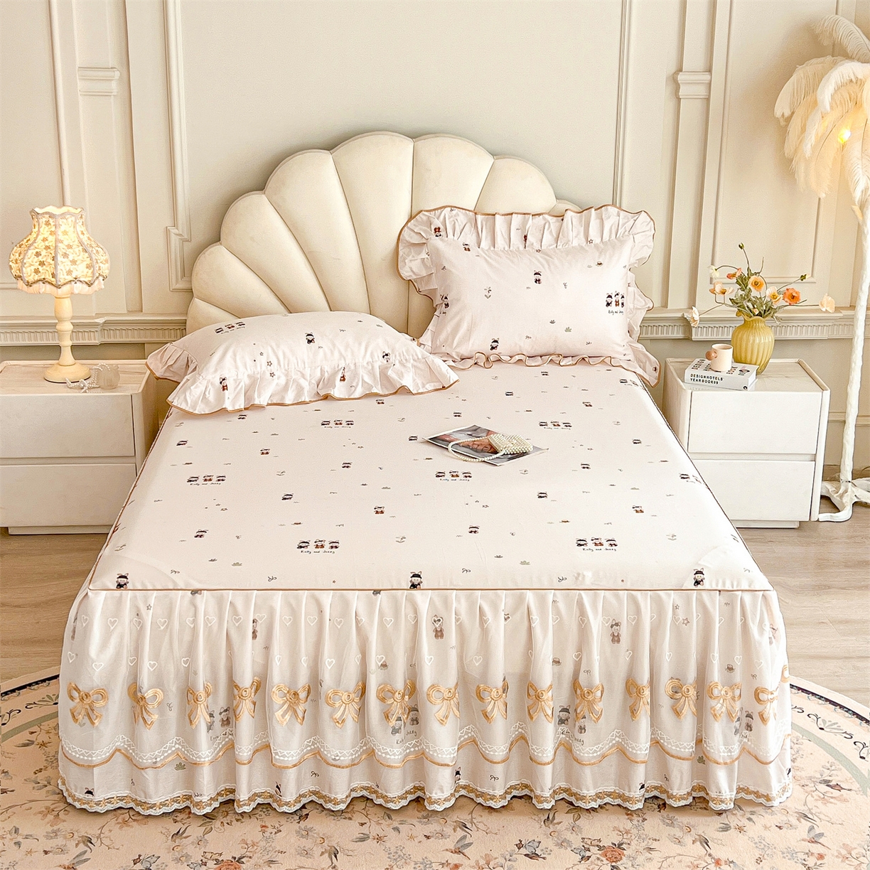 91家纺网 家纺一手货源 找家纺 宜凡家纺 2026新款全棉公主风单层床裙四件套② 森林动物派