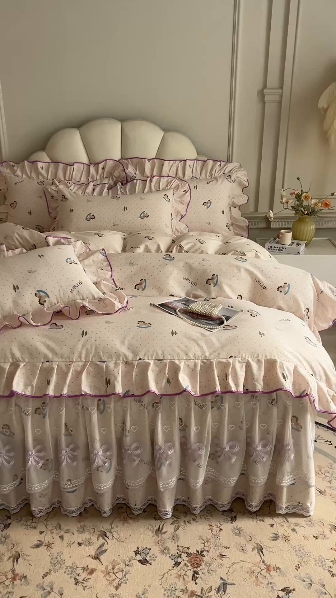 91家纺网 家纺一手货源 找家纺 宜凡家纺 2026新款全棉公主风单层床裙四件套② 摇摇木马