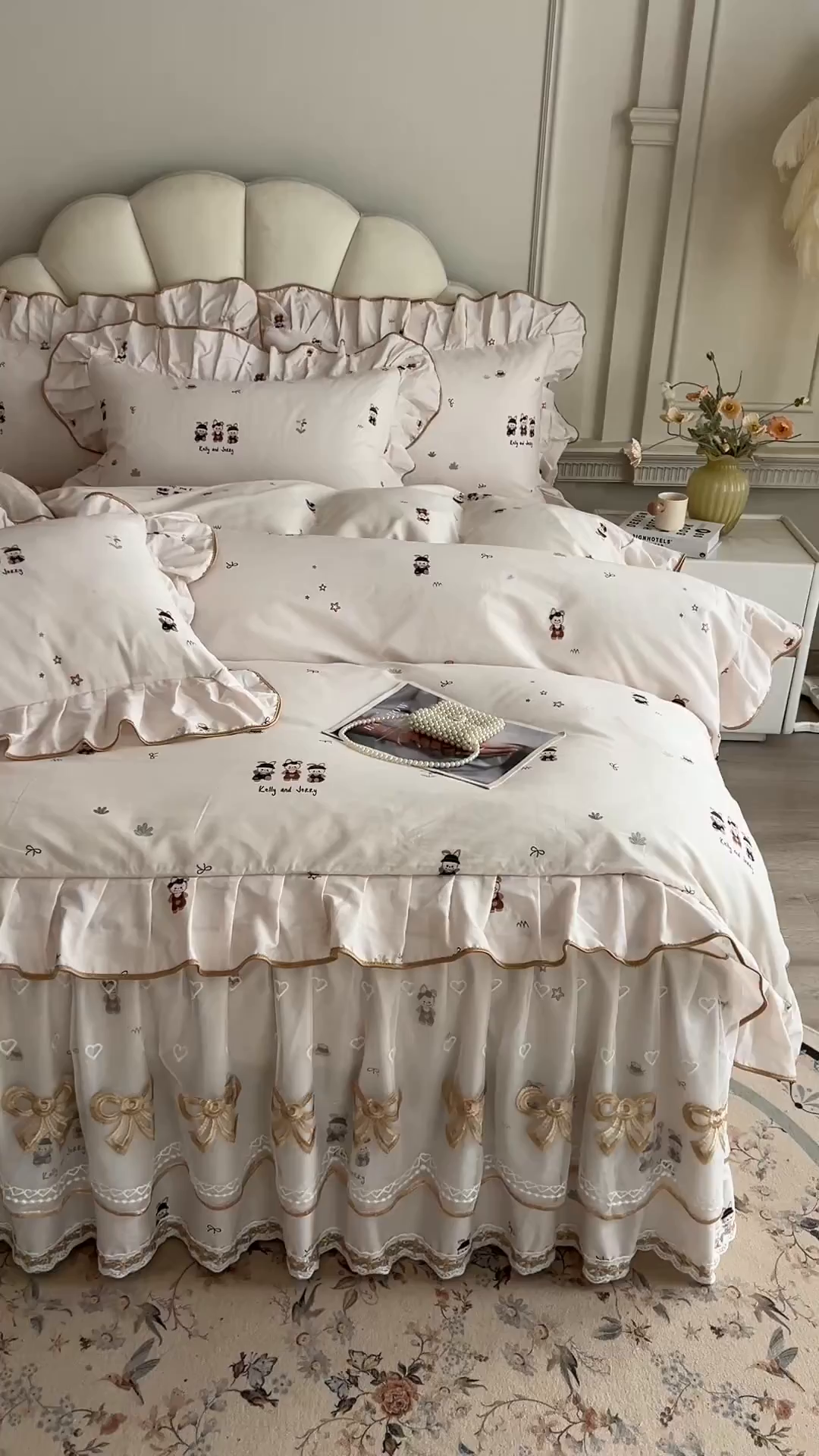 91家纺网 家纺一手货源 找家纺 宜凡家纺 2026新款全棉公主风单层床裙四件套② 森林动物派