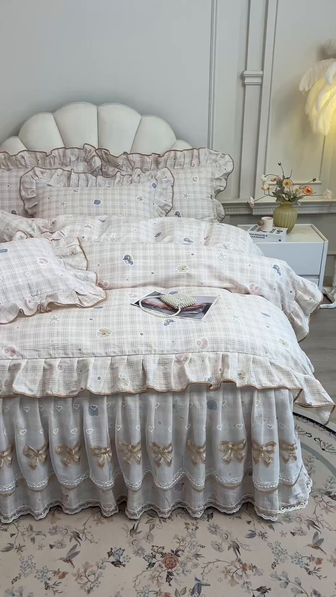 91家纺网 家纺一手货源 找家纺 宜凡家纺 2026新款全棉公主风单层床裙四件套② 海底世界