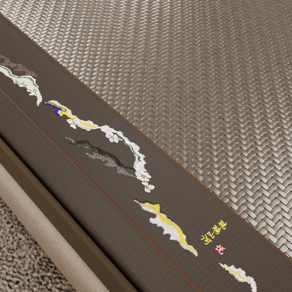 91家纺网 家纺一手货源 找家纺 （总）梵克保罗 2026新款3D加厚复合PE聚乙烯雪藤席-琉璃山河