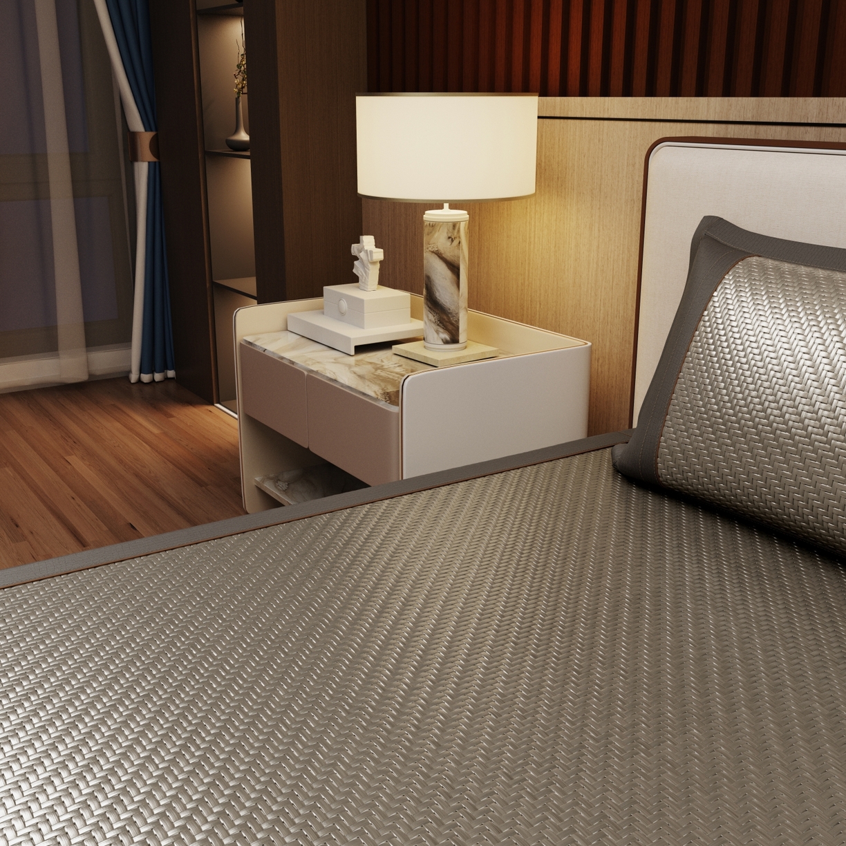 91家纺网 家纺一手货源 找家纺 （总）梵克保罗 2026新款3D加厚复合PE聚乙烯雪藤席-琉璃山河