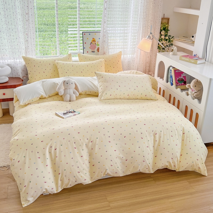 91家纺网 家纺一手货源 找家纺 简冠家纺 2026新款仿棉水洗棉四件套 五彩甜心