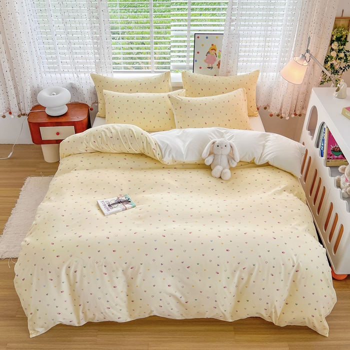 91家纺网 家纺一手货源 找家纺 简冠家纺 2026新款仿棉水洗棉四件套 五彩甜心