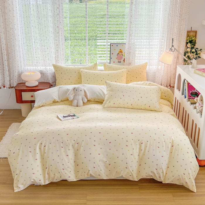 简冠家纺 2026新款仿棉水洗棉四件套 五彩甜心