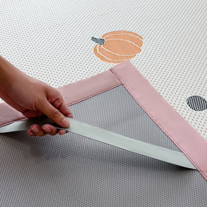 91家纺网 家纺一手货源 找家纺 倾慕家纺 2026新款PE时尚风豆豆凉席卡通系列--床席款 南瓜桔床席款