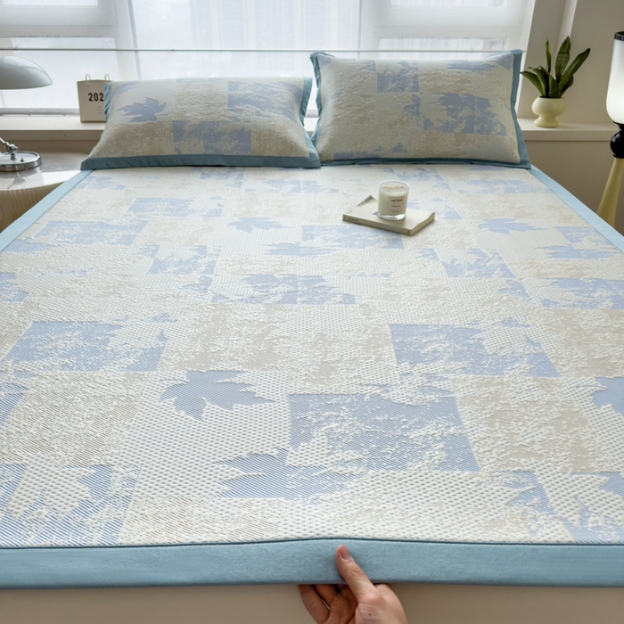 91家纺网 家纺一手货源 找家纺 （总）倾慕家纺 2026新款PE时尚风豆豆凉席花卉系列--床席款