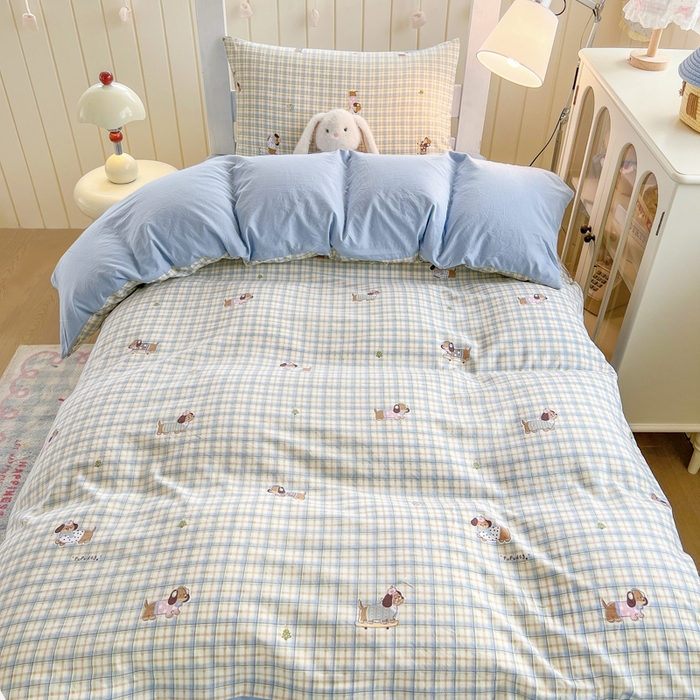 91家纺网 家纺一手货源 找家纺 （总）简冠家纺 2026新款仿棉水洗棉学生三件套宿舍三件套多件套大礼包