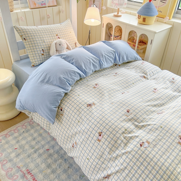 91家纺网 家纺一手货源 找家纺 （总）简冠家纺 2026新款仿棉水洗棉学生三件套宿舍三件套多件套大礼包