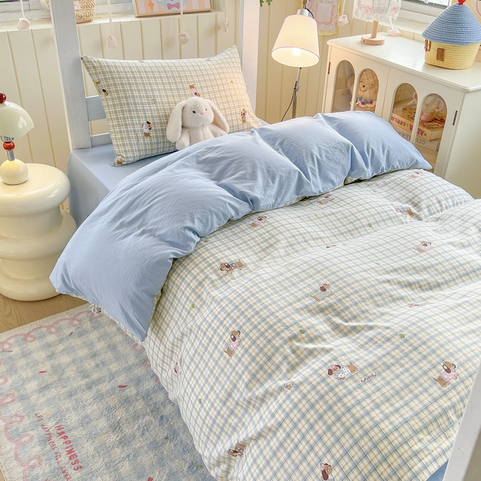 91家纺网 家纺一手货源 找家纺 （总）简冠家纺 2026新款仿棉水洗棉学生三件套宿舍三件套多件套大礼包