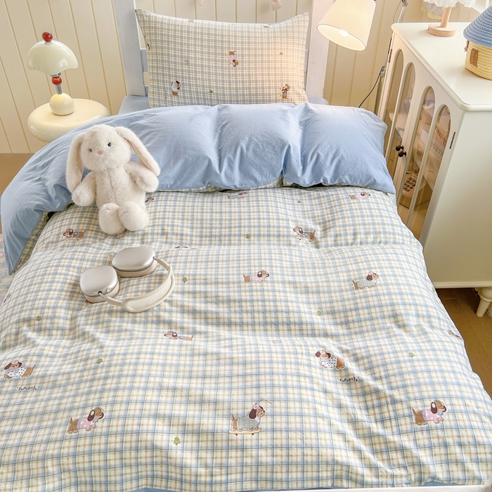 91家纺网 家纺一手货源 找家纺 （总）简冠家纺 2026新款仿棉水洗棉学生三件套宿舍三件套多件套大礼包