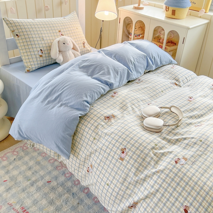 91家纺网 家纺一手货源 找家纺 （总）简冠家纺 2026新款仿棉水洗棉学生三件套宿舍三件套多件套大礼包