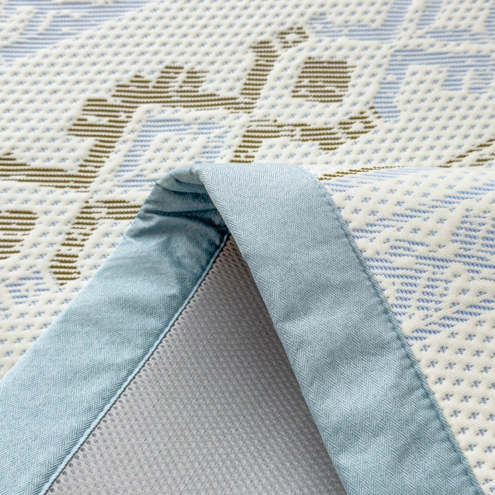 91家纺网 家纺一手货源 找家纺 倾慕家纺 2026新款PE时尚风豆豆凉席花卉系列--床席款 布达春雨床席款