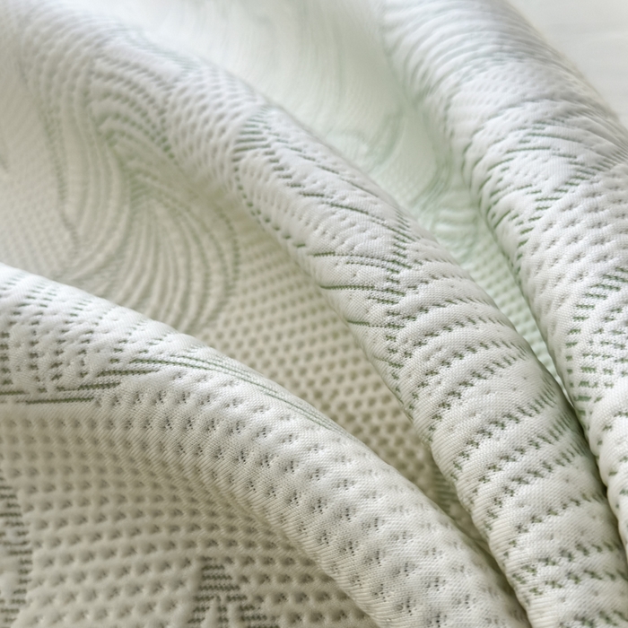 91家纺网 家纺一手货源 找家纺 倾慕家纺 2026新款PE时尚风豆豆凉席花卉系列--床席款 大叶绿床席款