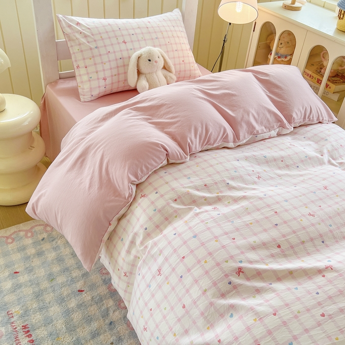 91家纺网 家纺一手货源 找家纺 简冠家纺 2026新款仿棉水洗棉学生三件套宿舍三件套多件套大礼包 爱彩