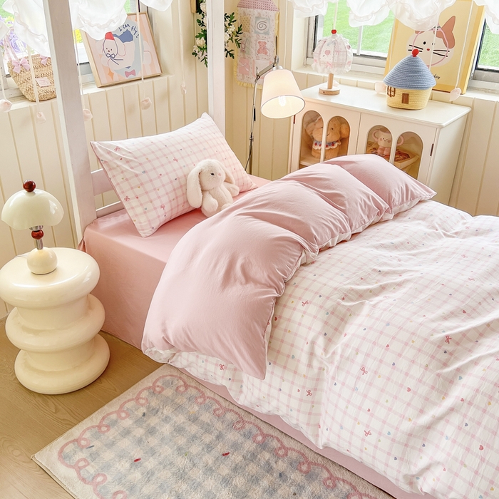 91家纺网 家纺一手货源 找家纺 简冠家纺 2026新款仿棉水洗棉学生三件套宿舍三件套多件套大礼包 爱彩