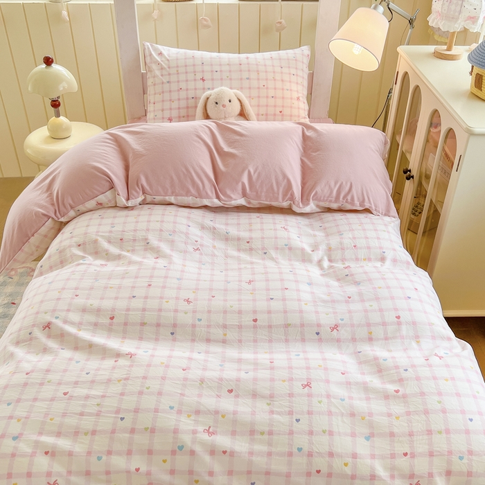 91家纺网 家纺一手货源 找家纺 简冠家纺 2026新款仿棉水洗棉学生三件套宿舍三件套多件套大礼包 爱彩