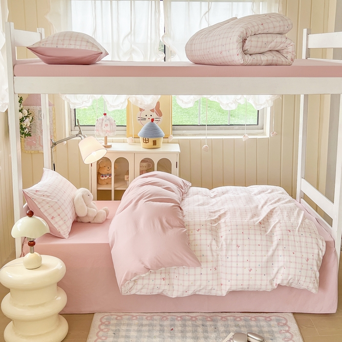 91家纺网 家纺一手货源 找家纺 简冠家纺 2026新款仿棉水洗棉学生三件套宿舍三件套多件套大礼包 爱彩