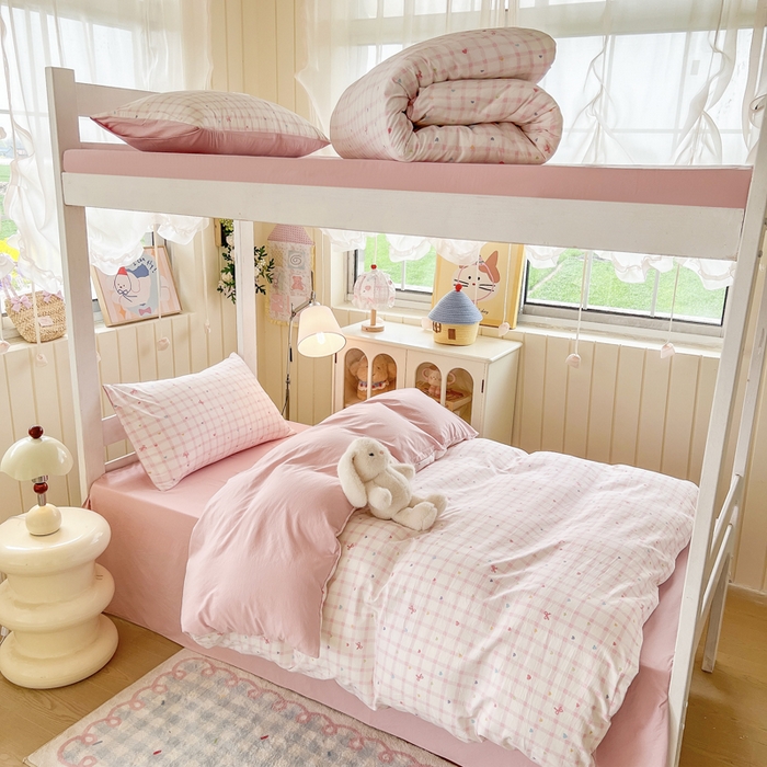 91家纺网 家纺一手货源 找家纺 简冠家纺 2026新款仿棉水洗棉学生三件套宿舍三件套多件套大礼包 爱彩