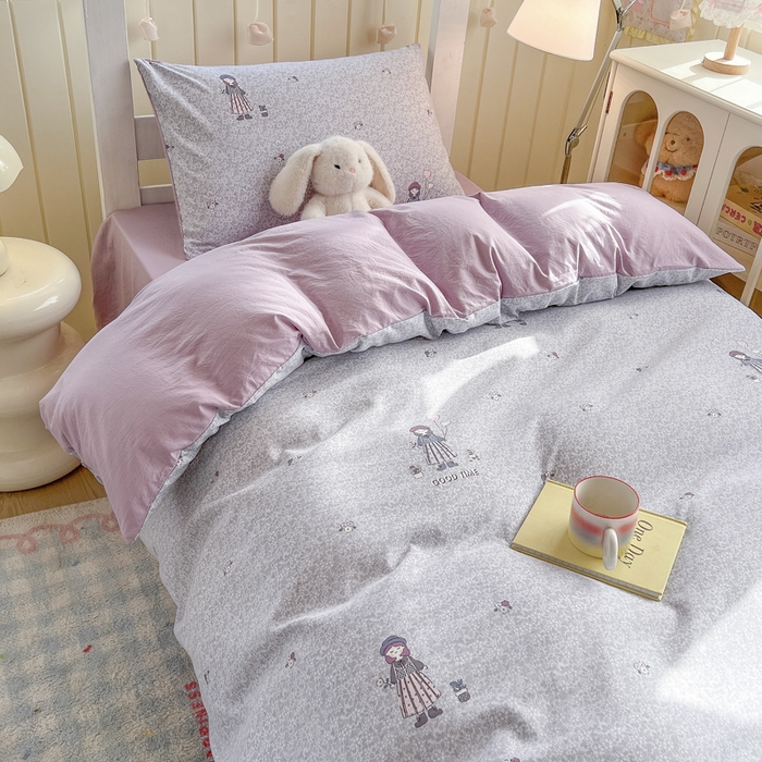 91家纺网 家纺一手货源 找家纺 简冠家纺 2026新款仿棉水洗棉学生三件套宿舍三件套多件套大礼包 公主小妹