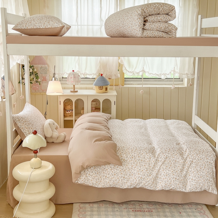 91家纺网 家纺一手货源 找家纺 简冠家纺 2026新款仿棉水洗棉学生三件套宿舍三件套多件套大礼包 花语梦