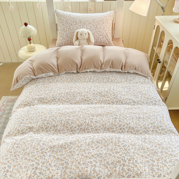 91家纺网 家纺一手货源 找家纺 简冠家纺 2026新款仿棉水洗棉学生三件套宿舍三件套多件套大礼包 花语梦