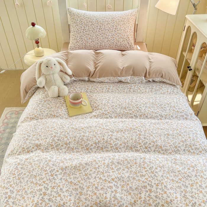 91家纺网 家纺一手货源 找家纺 简冠家纺 2026新款仿棉水洗棉学生三件套宿舍三件套多件套大礼包 花语梦