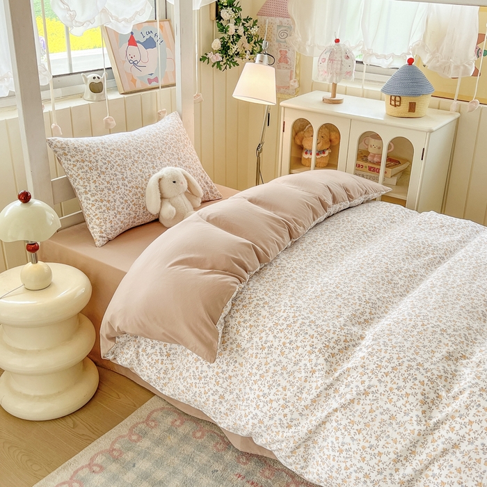 91家纺网 家纺一手货源 找家纺 简冠家纺 2026新款仿棉水洗棉学生三件套宿舍三件套多件套大礼包 花语梦