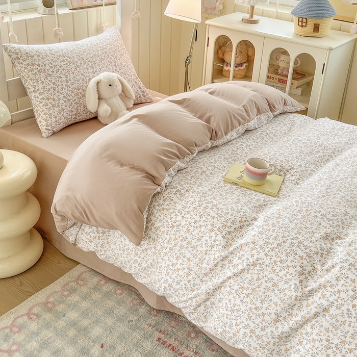 91家纺网 家纺一手货源 找家纺 简冠家纺 2026新款仿棉水洗棉学生三件套宿舍三件套多件套大礼包 花语梦