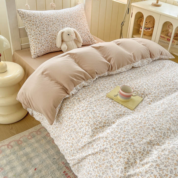 91家纺网 家纺一手货源 找家纺 简冠家纺 2026新款仿棉水洗棉学生三件套宿舍三件套多件套大礼包 花语梦