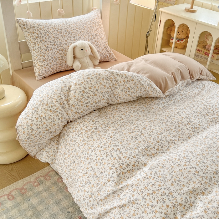 91家纺网 家纺一手货源 找家纺 简冠家纺 2026新款仿棉水洗棉学生三件套宿舍三件套多件套大礼包 花语梦