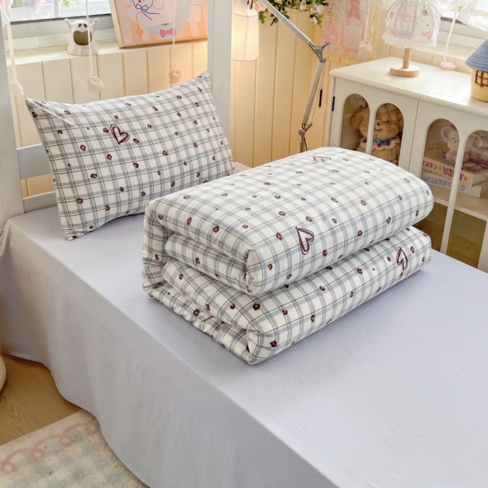 91家纺网 家纺一手货源 找家纺 简冠家纺 2026新款仿棉水洗棉学生三件套宿舍三件套多件套大礼包 冷漫灰