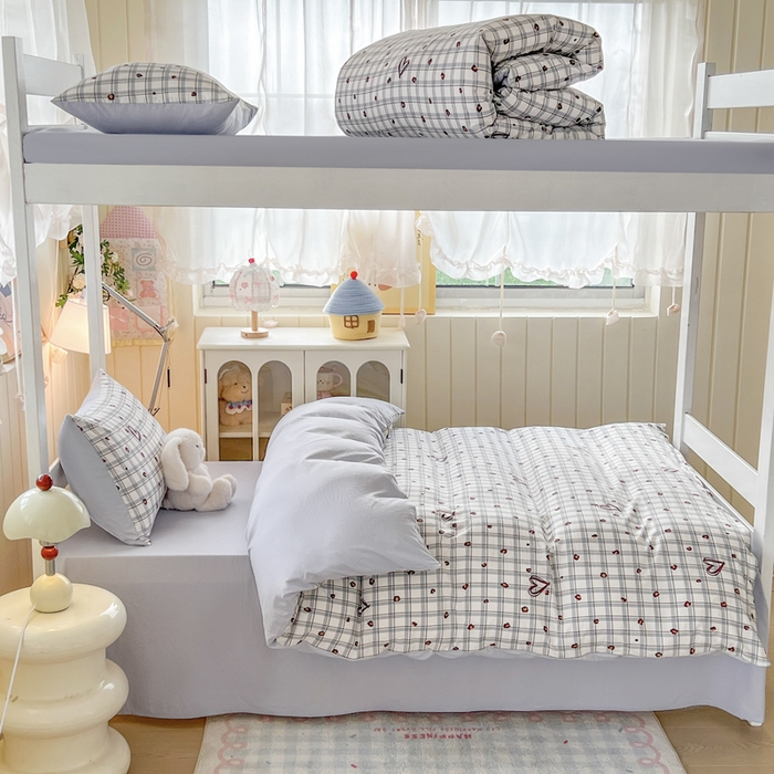 91家纺网 家纺一手货源 找家纺 简冠家纺 2026新款仿棉水洗棉学生三件套宿舍三件套多件套大礼包 冷漫灰