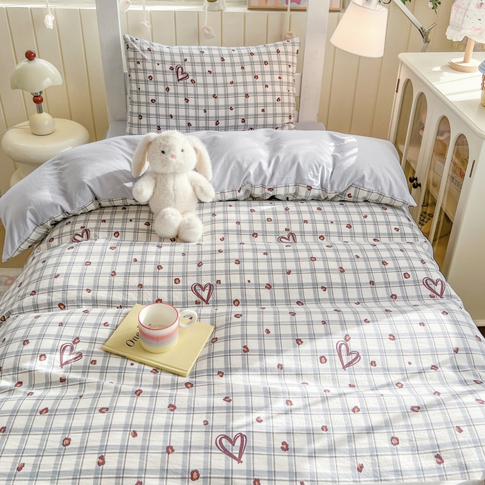 91家纺网 家纺一手货源 找家纺 简冠家纺 2026新款仿棉水洗棉学生三件套宿舍三件套多件套大礼包 冷漫灰