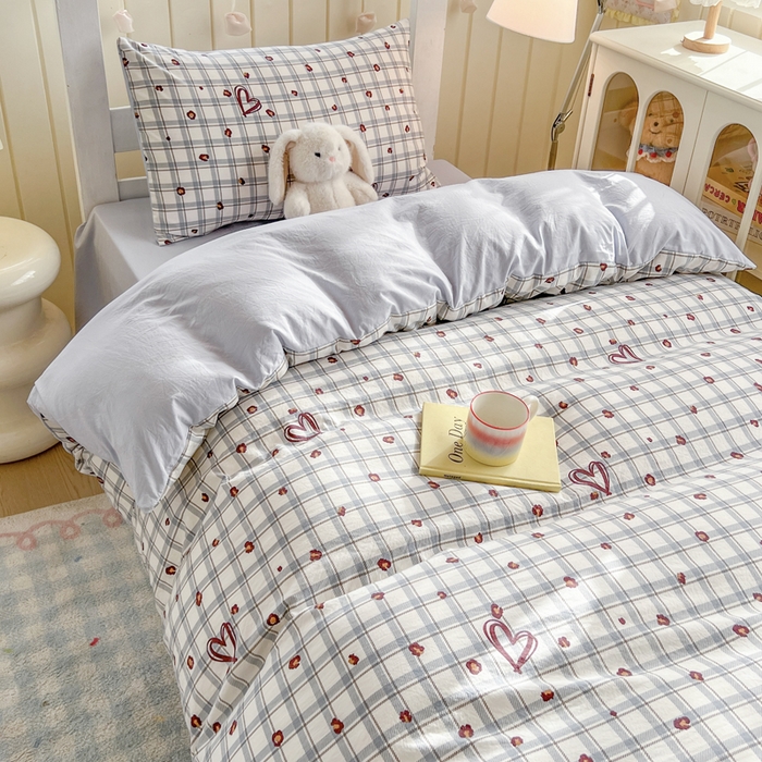 91家纺网 家纺一手货源 找家纺 简冠家纺 2026新款仿棉水洗棉学生三件套宿舍三件套多件套大礼包 冷漫灰