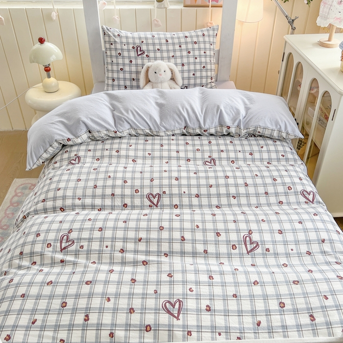 91家纺网 家纺一手货源 找家纺 简冠家纺 2026新款仿棉水洗棉学生三件套宿舍三件套多件套大礼包 冷漫灰