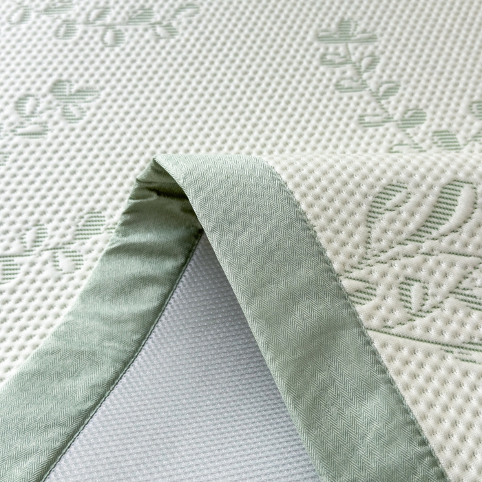 91家纺网 家纺一手货源 找家纺 倾慕家纺 2026新款PE时尚风豆豆凉席花卉系列--床席款 夏日清新绿床席款