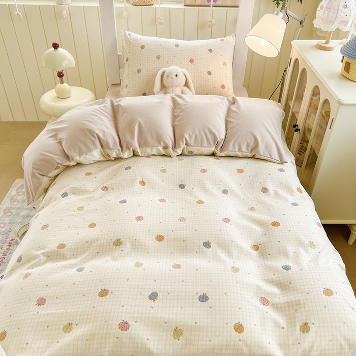 91家纺网 家纺一手货源 找家纺 简冠家纺 2026新款仿棉水洗棉学生三件套宿舍三件套多件套大礼包 迷彩南瓜