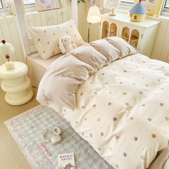 91家纺网 家纺一手货源 找家纺 简冠家纺 2026新款仿棉水洗棉学生三件套宿舍三件套多件套大礼包 迷彩南瓜