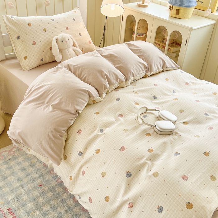 91家纺网 家纺一手货源 找家纺 简冠家纺 2026新款仿棉水洗棉学生三件套宿舍三件套多件套大礼包 迷彩南瓜