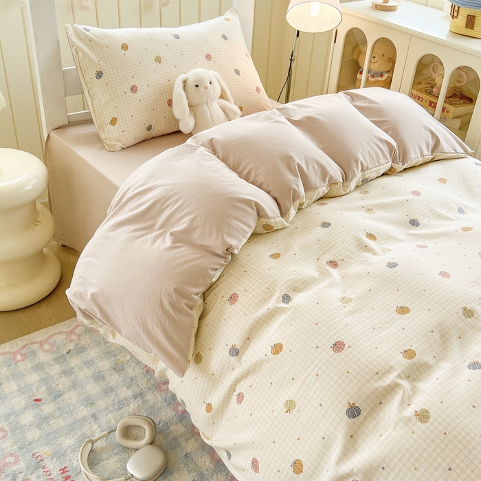 91家纺网 家纺一手货源 找家纺 简冠家纺 2026新款仿棉水洗棉学生三件套宿舍三件套多件套大礼包 迷彩南瓜