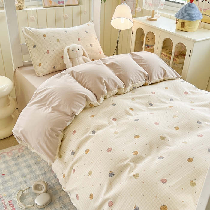 91家纺网 家纺一手货源 找家纺 简冠家纺 2026新款仿棉水洗棉学生三件套宿舍三件套多件套大礼包 迷彩南瓜