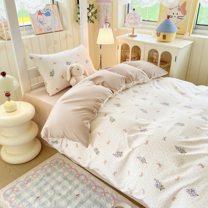 91家纺网 家纺一手货源 找家纺 简冠家纺 2026新款仿棉水洗棉学生三件套宿舍三件套多件套大礼包 葡萄波波