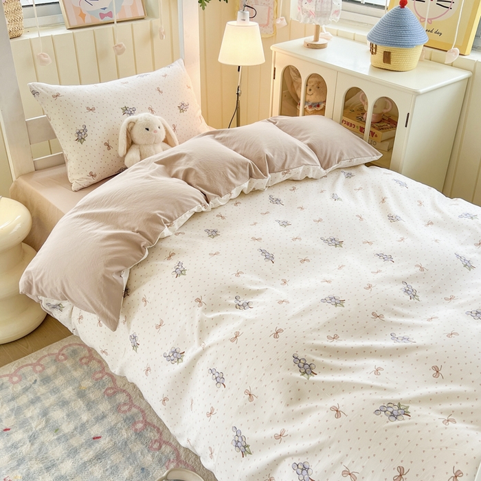 91家纺网 家纺一手货源 找家纺 简冠家纺 2026新款仿棉水洗棉学生三件套宿舍三件套多件套大礼包 葡萄波波