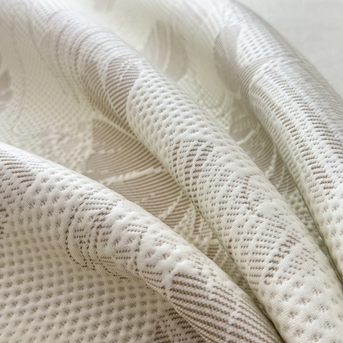 91家纺网 家纺一手货源 找家纺 倾慕家纺 2026新款PE时尚风豆豆凉席花卉系列--床席款 杏叶卡其床席款