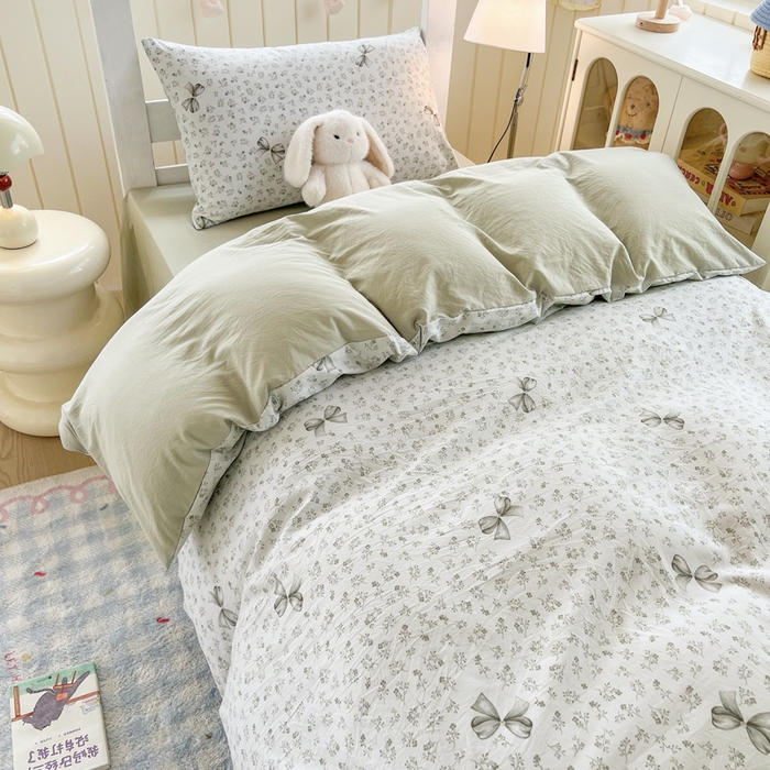 91家纺网 家纺一手货源 找家纺 简冠家纺 2026新款仿棉水洗棉学生三件套宿舍三件套多件套大礼包 山野绿